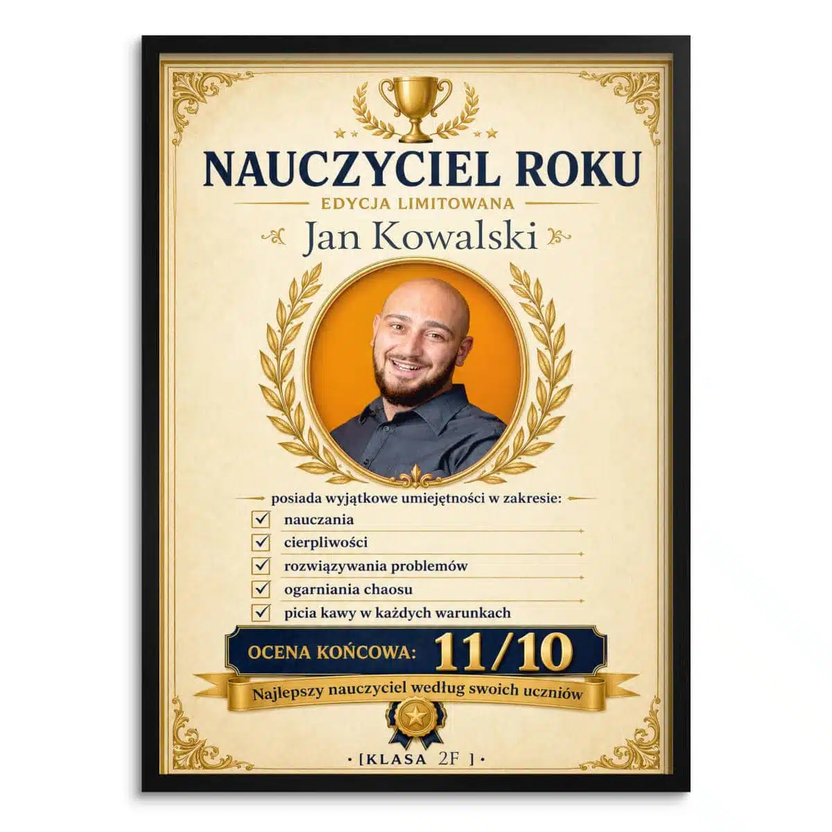 Prezent dla Najlepszego Nauczyciela na Dzień Nauczyciela – Plakat ze Zdjęcia Certyfikat| Wyjątkowy upominek od Uczniów 82472