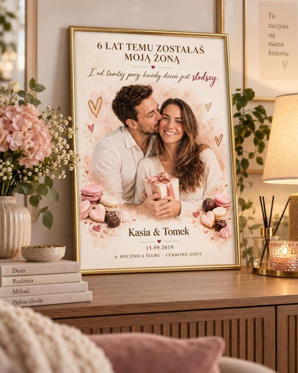 Plakat ze zdjęcia- Prezent od Męża na 6 Rocznicę Ślubu | Upominek na Cukrowe Gody dla Żony 39048 - zdjęcie 2