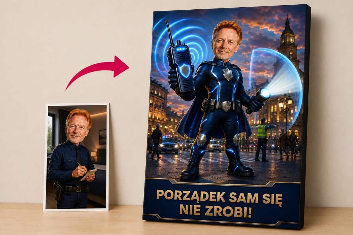 Prezent dla Policjanta na Odejście ze Służby – Obraz ze Zdjęcia od Zespołu 31529