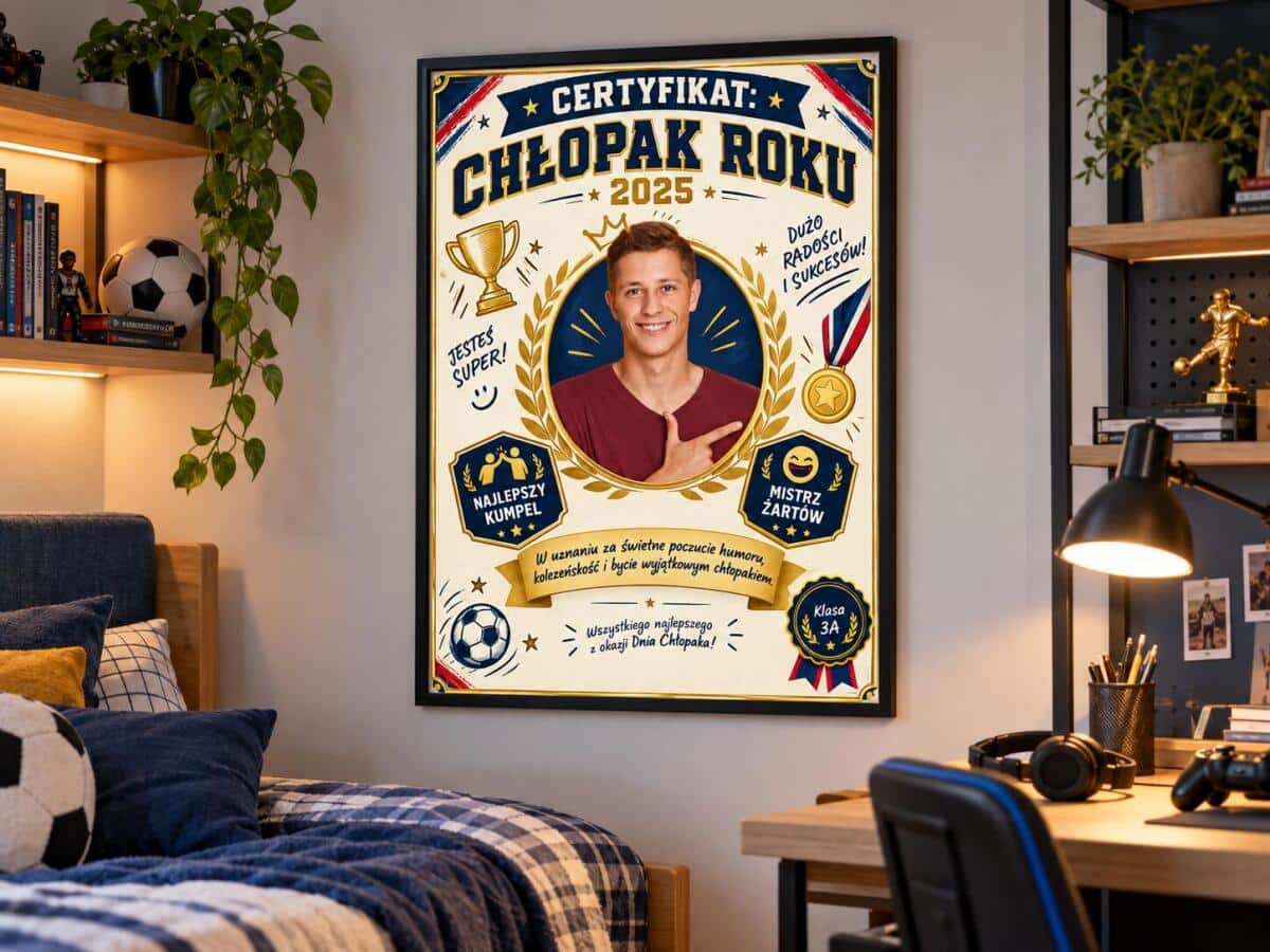 Prezent na Dzień Chłopaka od Klasy – Plakat ze Zdjęcia Certyfikat Chłopaka Roku 82535 - zdjęcie 3