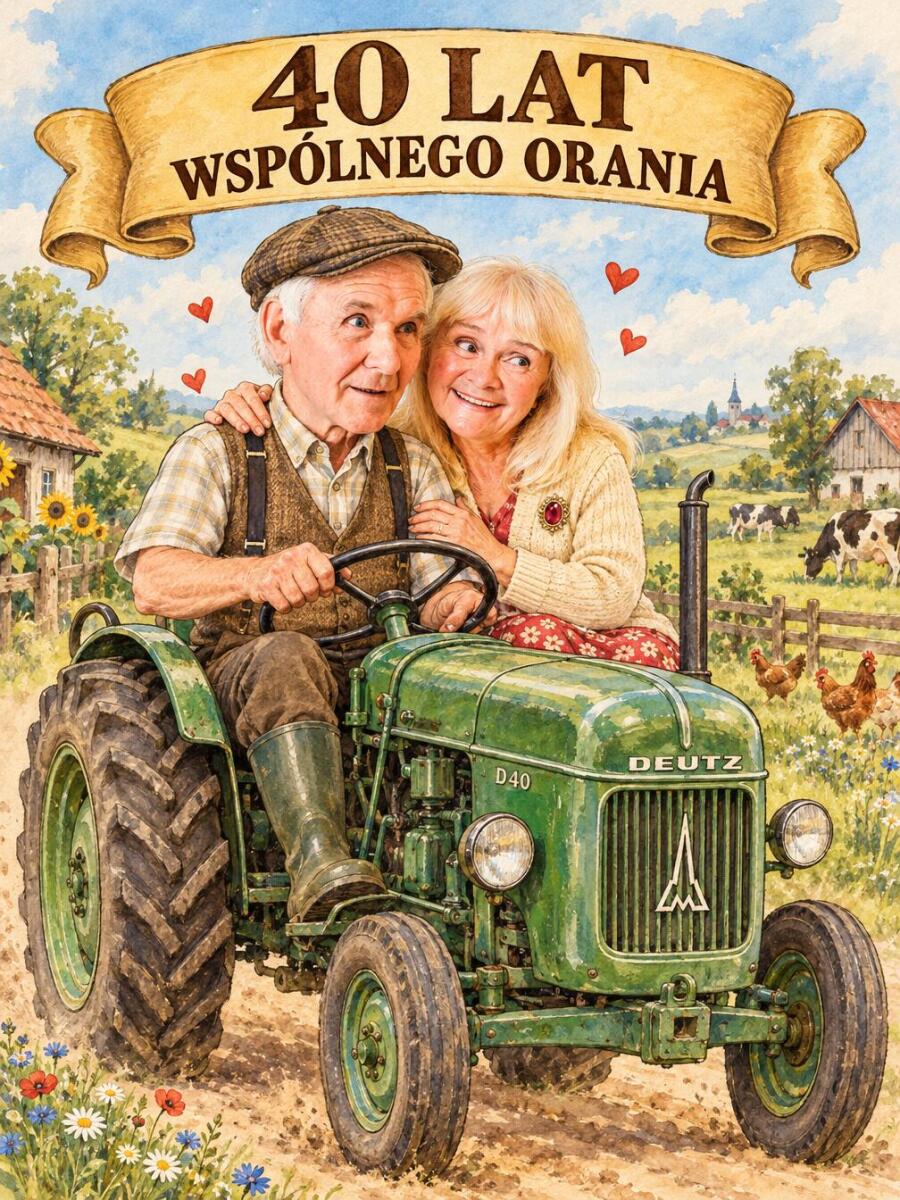 Prezent dla Rodziców na 40. Rocznicę Ślubu – Obraz z Karykaturą ze Zdjęcia „40 Lat Wspólnego Orania” - 31714 - zdjęcie 4