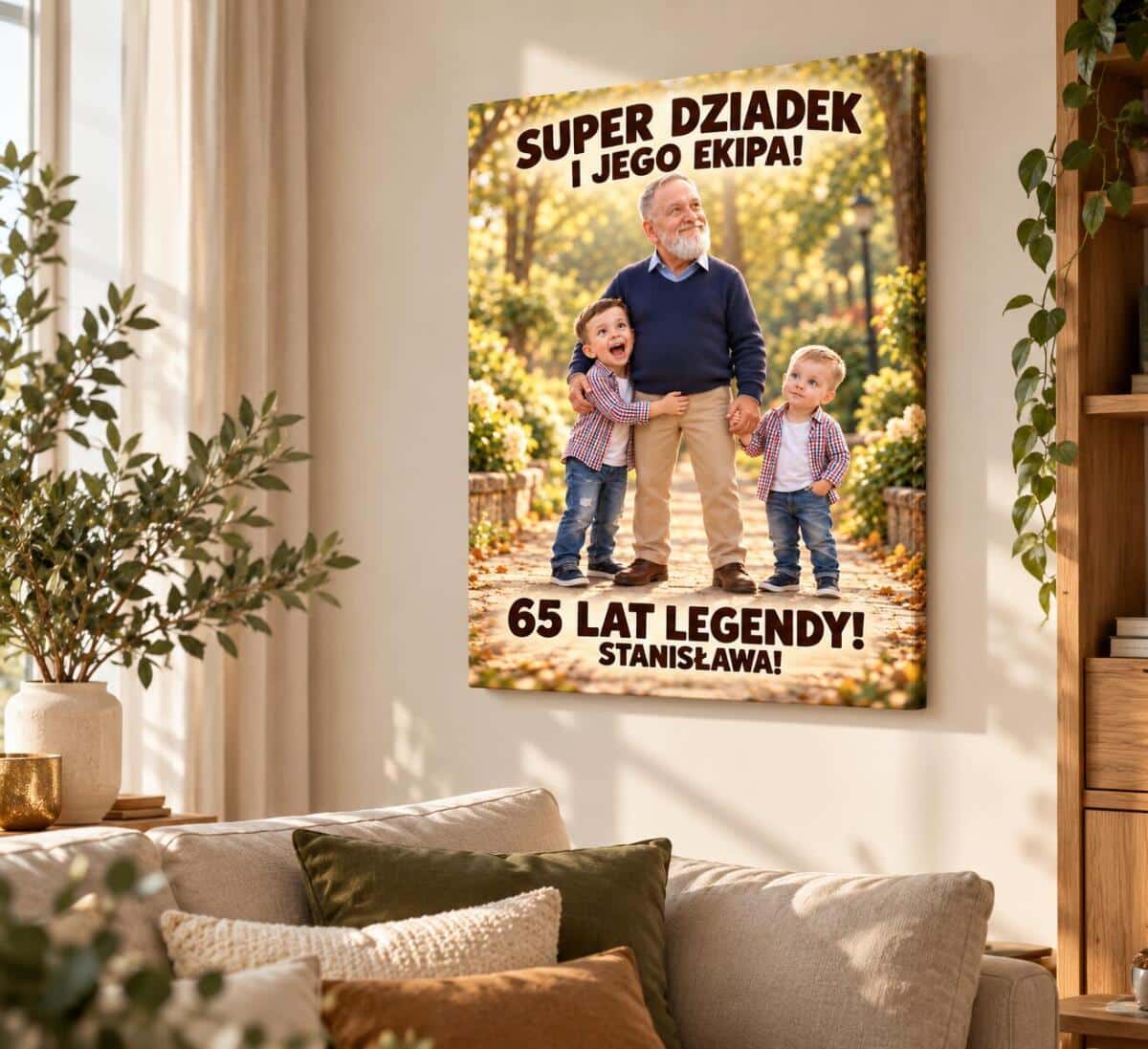 Prezent na 65 Urodziny dla Dziadka – Karykatura ze Zdjęcia z Wnukami Super Dziadek i Jego Ekipa  – 31586 - zdjęcie 4