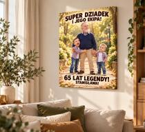 Prezent na 65 Urodziny dla Dziadka – Karykatura ze Zdjęcia z Wnukami Super Dziadek i Jego Ekipa  – 31586 - miniaturka 4