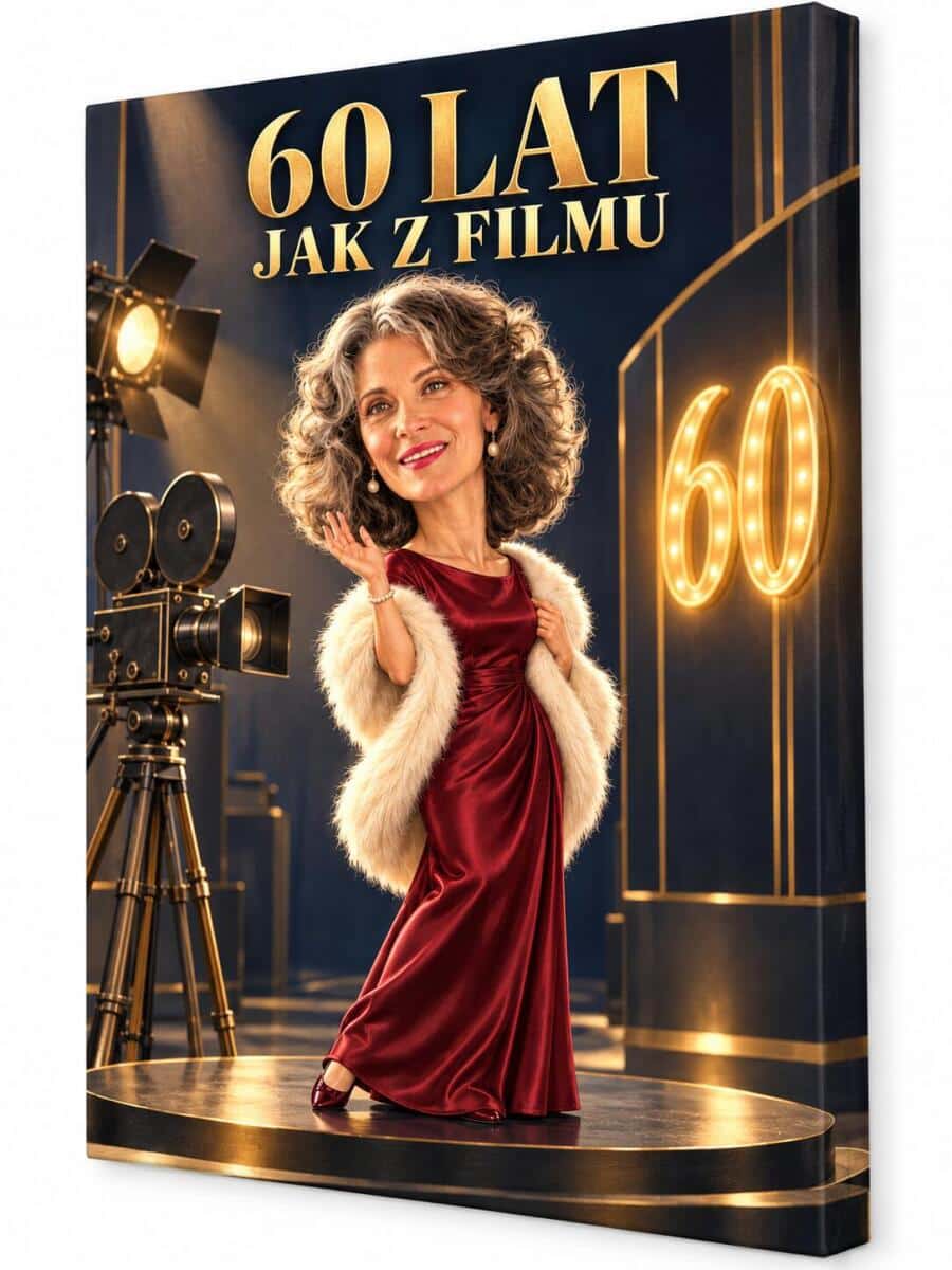 Prezent dla Siostry na 60. Urodziny – Obraz z Karykaturą ze Zdjęcia „60 Lat Jak z Filmu”-  31737