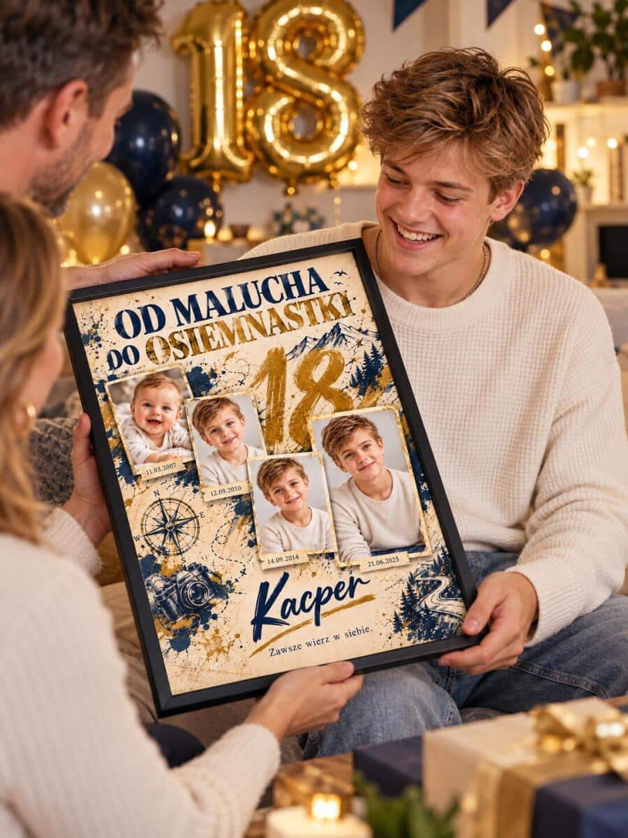Plakat na 18 urodziny dla chłopaka ze zdjęć — Od malucha do osiemnastki 51153 - zdjęcie 4