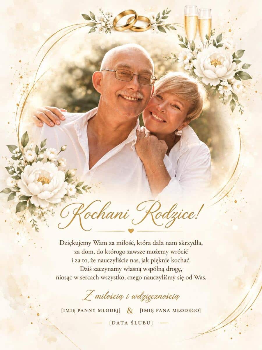 Podziękowanie dla Rodziców od nowożeńców –  statuetka ślubna ze zdjęciem  82596 - zdjęcie 2