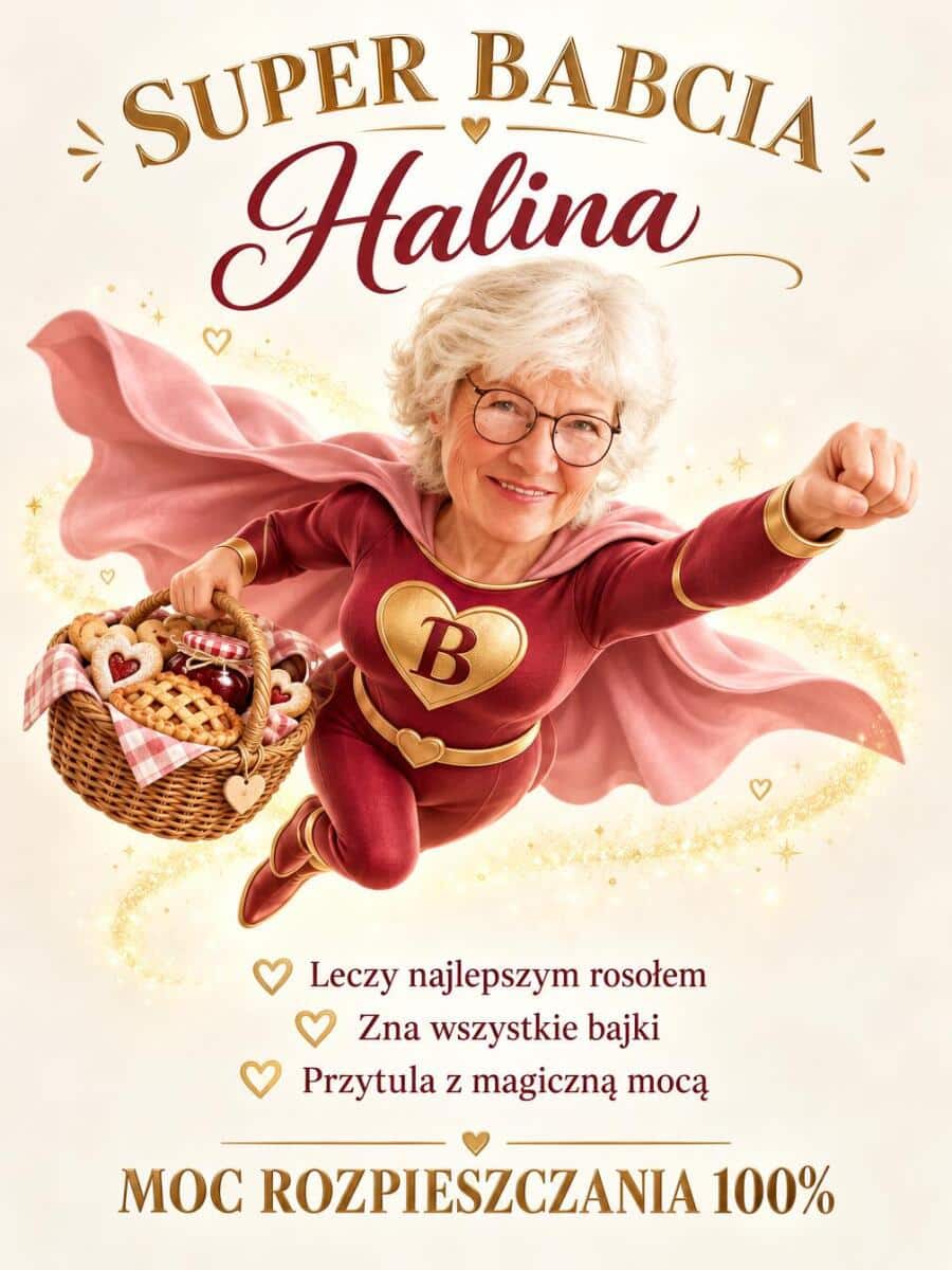 Tabliczka dla Babci ze Zdjęcia na Dzień Babci – Super Babcia, Karykatura Superbohaterkii 31573 - zdjęcie 2