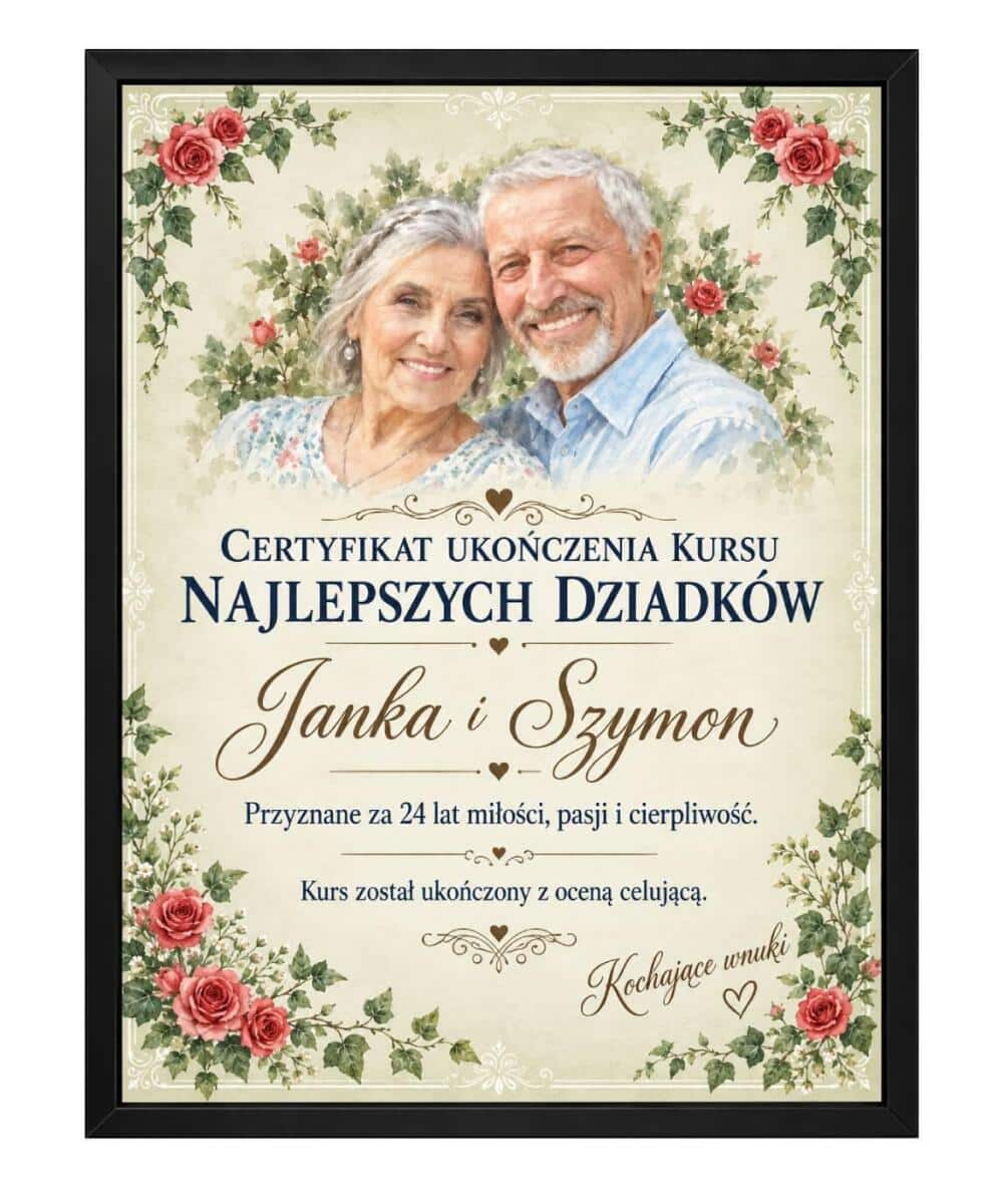 Dyplom dla Dziadków na Dzień Babci i Dziadka - Świadectwo Ukończenia Kursu Najlepszych Dziadków 31617