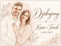 Etykiety na ciasto weselne, Naklejki Słodkie podziękowanie z imionami i datą 54 szt. 6 × 9 cm 39073 - miniaturka 4