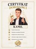 Śmieszny prezent na 18 urodziny – plakat karykatura ze zdjęcia „Certyfikat dorosłości” 31552 - miniaturka 2