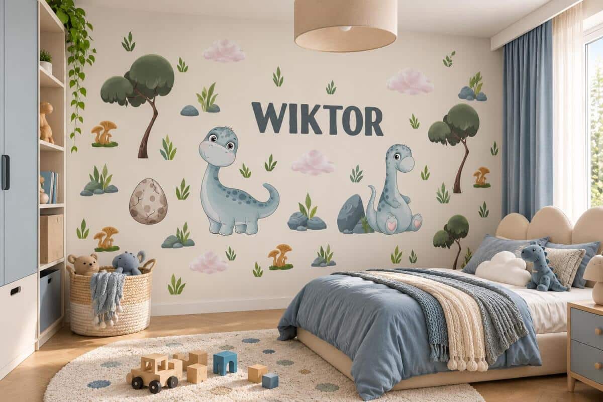 Naklejka z imieniem dla dziecka dinozaury 63523
