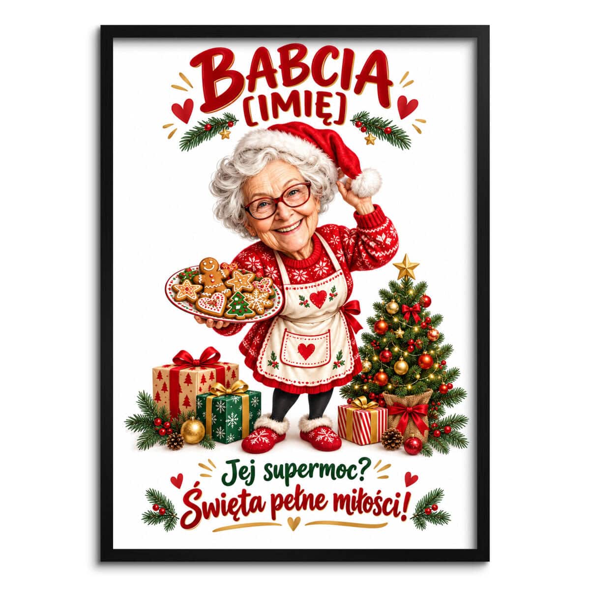 Prezent dla Babci na Święta – Plakat z Karykaturą ze Zdjęcia i Imieniem – Święta Pełne Miłości 82672 - zdjęcie 4