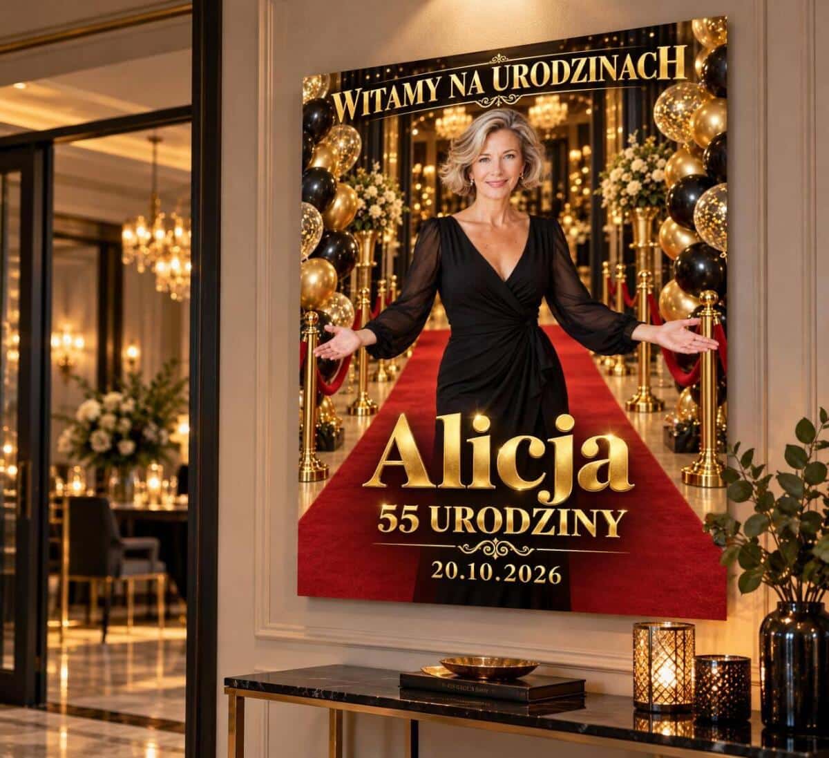 Tablica Powitalna na 55. Urodziny ze Zdjęcia – Złote Glamour z Imieniem Jubilata 31646 - zdjęcie 4