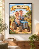 Prezent dla Rodziców na 30. Rocznicę Ślubu – Plakat z Karykaturą ze Zdjęcia „30 Lat Wspólnego Orania” 31721 - miniaturka 2