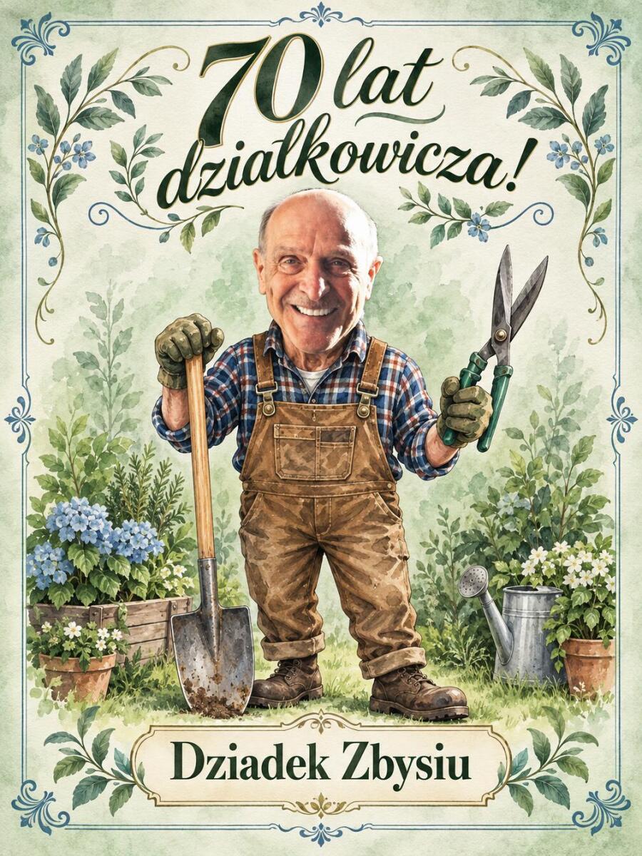 Prezent dla Dziadka Działkowicza na 70 Urodziny – Obraz – Karykatura 70 lat działkowicza - 31636 - zdjęcie 2