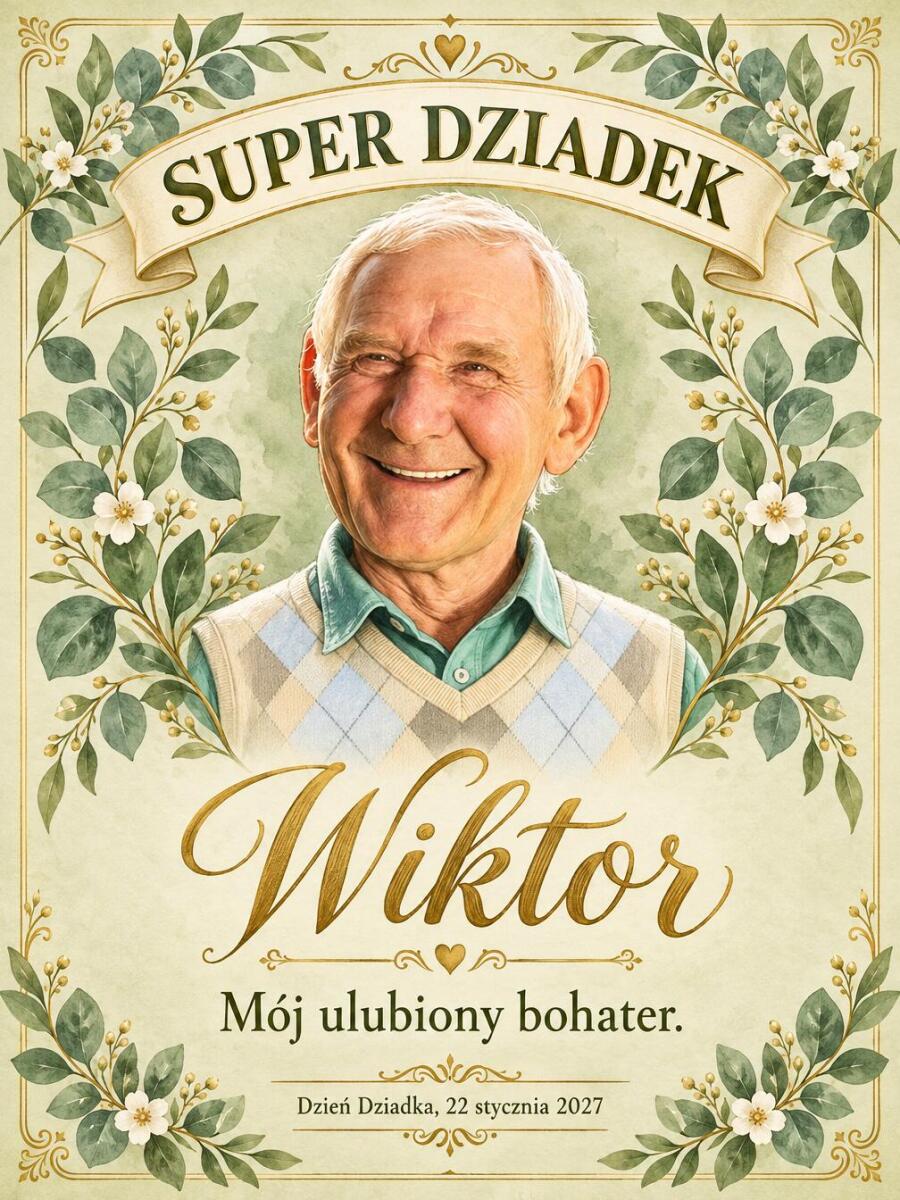 Prezent na Dzień Dziadka ze Zdjęcia – Super Dziadek | Obraz na Płótnie 31620 - zdjęcie 2