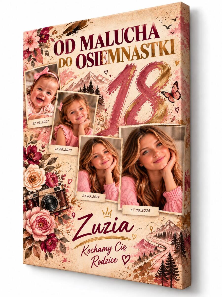 Obraz na 18 urodziny ze zdjęć dla dziewczyny — Od malucha do osiemnastki 51106