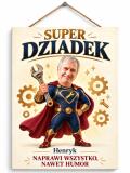 Tabliczka dla Dziadka ze Zdjęcia na Dzień Dziadka – Super Dziadek, Karykatura Superbohatera 31574 - miniaturka 1