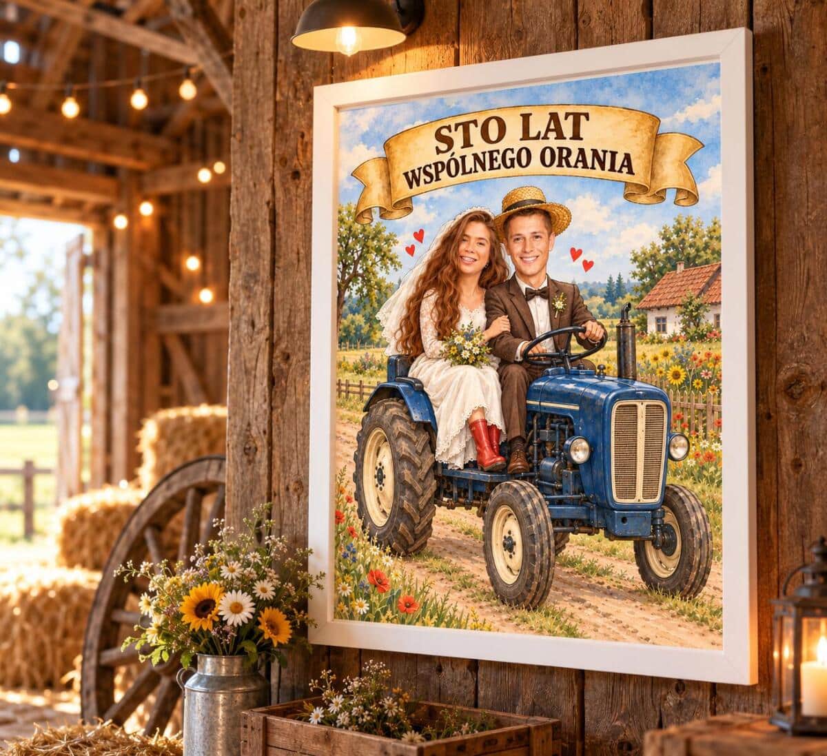 Prezent dla Nowożeńców – Plakat z Karykaturą ze Zdjęcia Sto Lat Wspólnego Orania - 31655 - zdjęcie 4