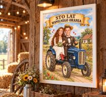 Prezent dla Nowożeńców – Plakat z Karykaturą ze Zdjęcia Sto Lat Wspólnego Orania - 31655 - miniaturka 4