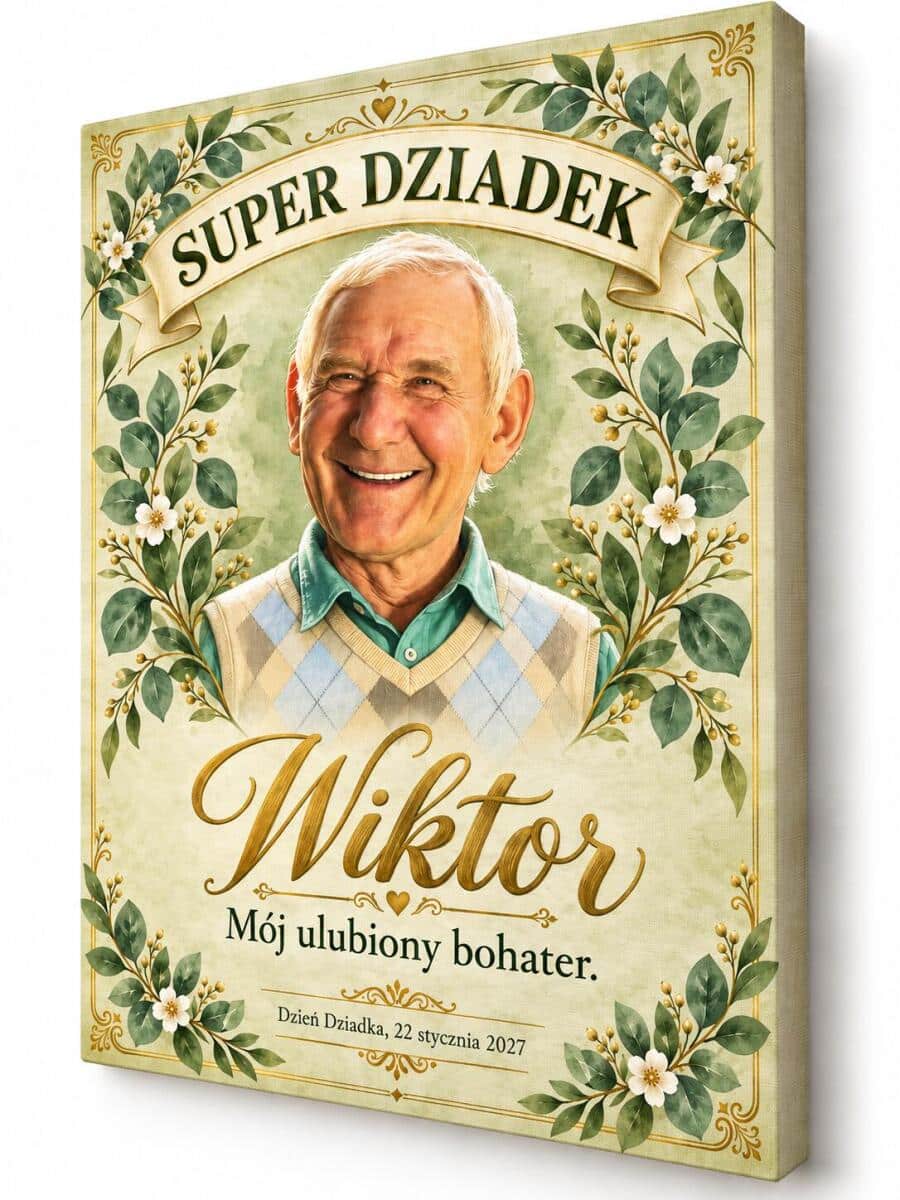 Prezent na Dzień Dziadka ze Zdjęcia – Super Dziadek | Obraz na Płótnie 31620