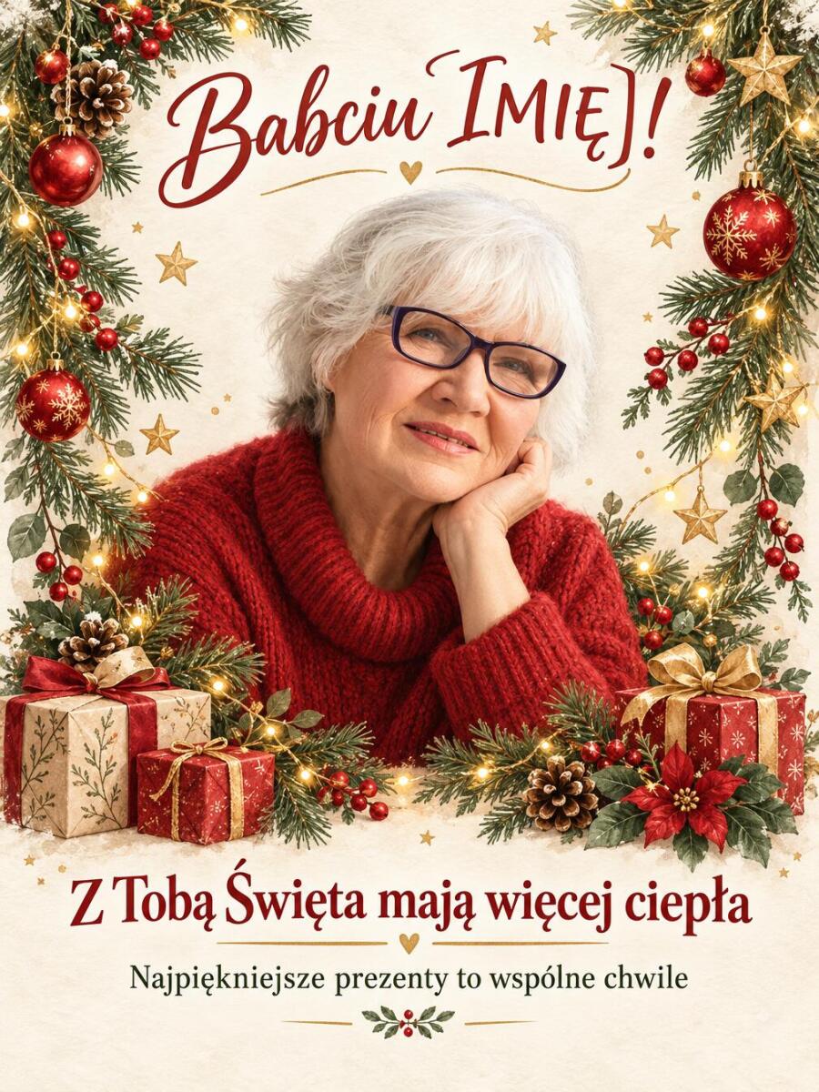 Prezent dla Babci na Święta – Plakat ze Zdjęcia z Imieniem Z Tobą Święta mają więcej ciepła 82671 - zdjęcie 2
