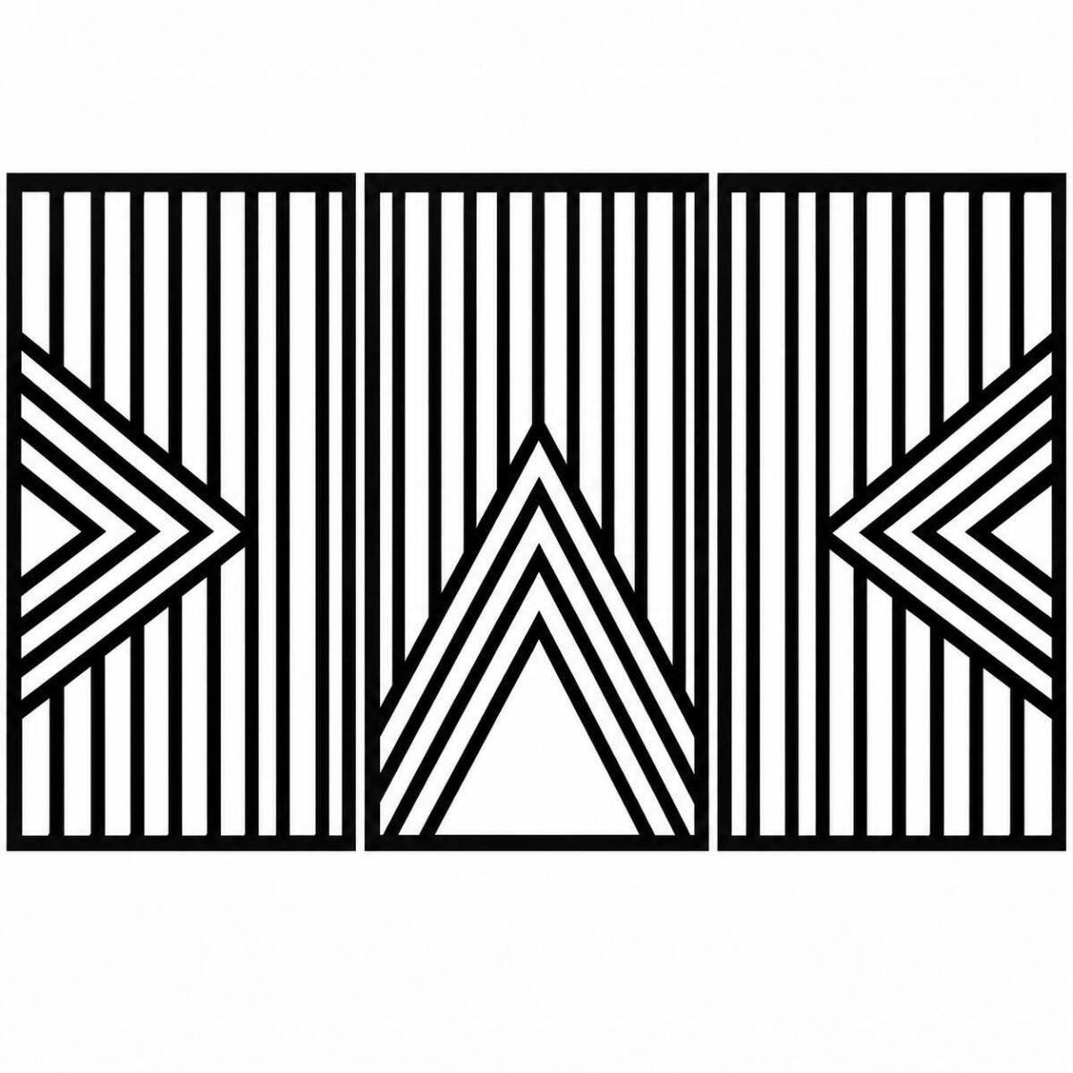 Panele Ażurowe- Geometria, linie i trójkąty | Nowoczesny Tryptyk Obraz w stylu Loft 71002