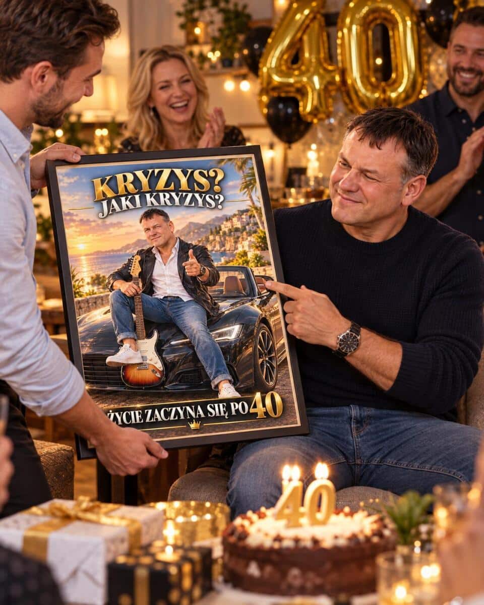 Śmieszny Prezent dla Brata na 40 Urodziny – Plakat z Karykaturą ze Zdjęcia „Kryzys? Jaki Kryzys?” -  31726 - zdjęcie 4