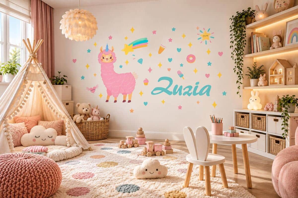 Naklejka z imieniem dla dziecka   BD6lama