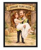 Prezent dla Nowożeńców – Plakat z Karykaturą ze Zdjęcia Zbieramy Plony Razem - 31654 - miniaturka 1
