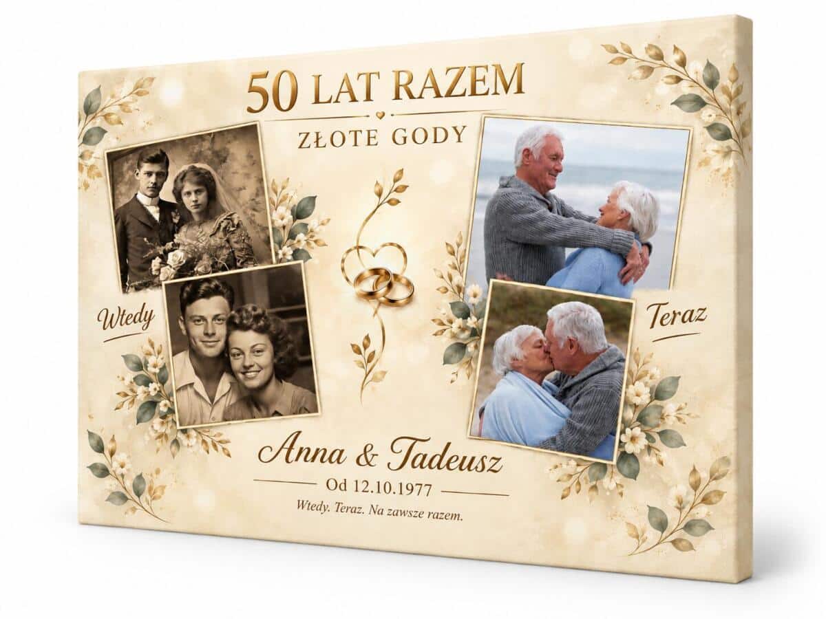 Obraz ze zdjęć na 50 rocznicę ślubu dla rodziców od dzieci  — Wtedy i teraz  - na złote gody 82577