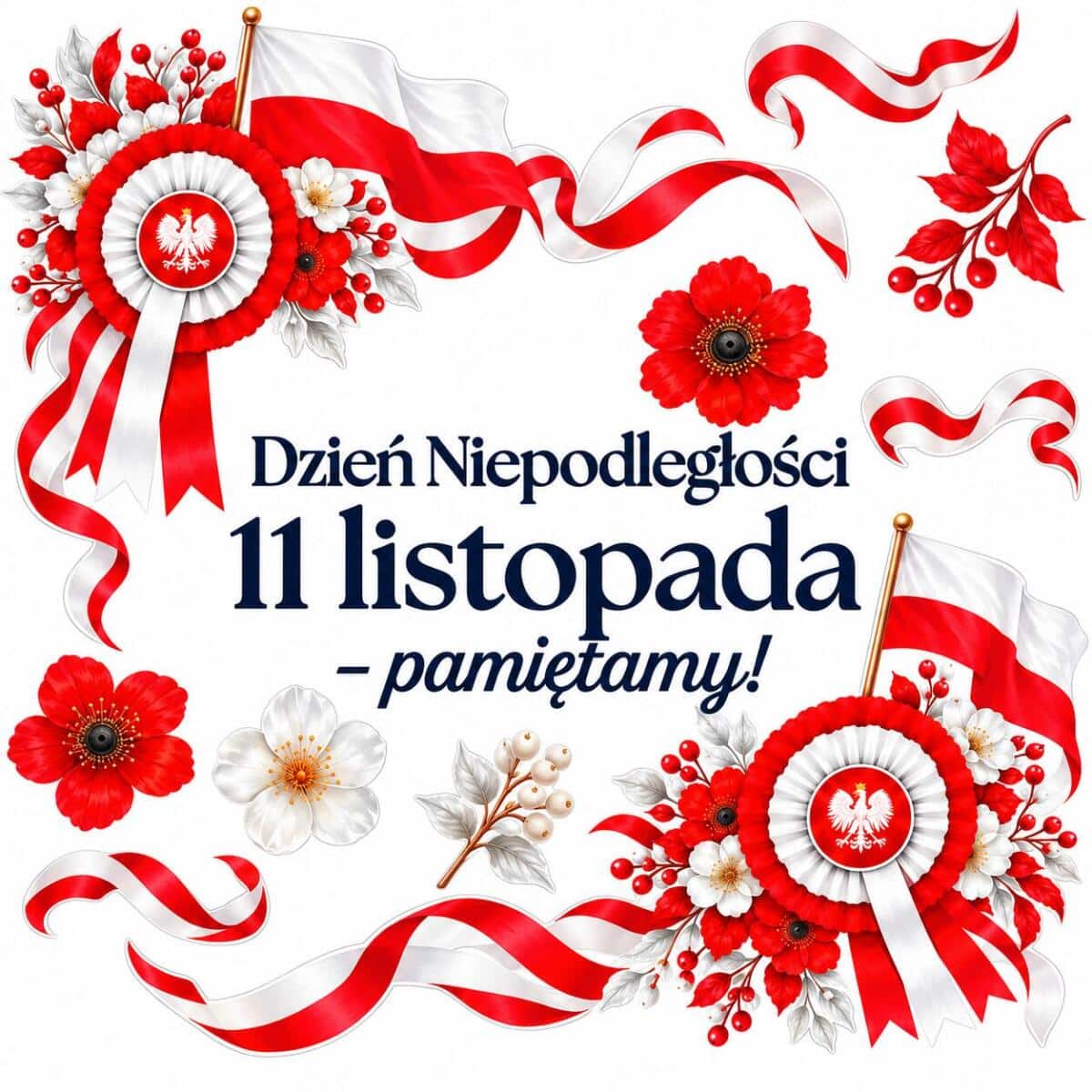 Naklejki szkolne na Święto Niepodległości – dwustronne kotyliony i flagi na szybę 51216