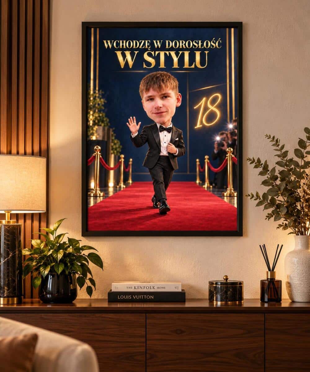 Prezent dla Brata na 18. Urodziny – Plakat z Karykaturą ze Zdjęcia „Wchodzę w Dorosłość w Stylu” -  31740 - zdjęcie 2