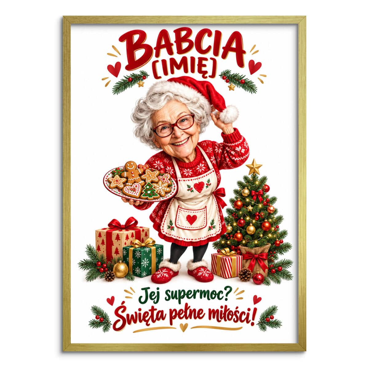 Prezent dla Babci na Święta – Plakat z Karykaturą ze Zdjęcia i Imieniem – Święta Pełne Miłości 82672 - zdjęcie 3