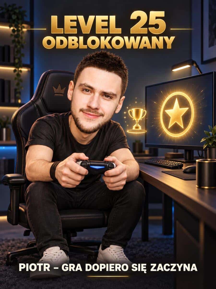 Prezent dla Gracza na 25 Urodziny – Obraz z Karykaturą ze Zdjęcia „Level 25 Odblokowany” - 31592 - zdjęcie 4