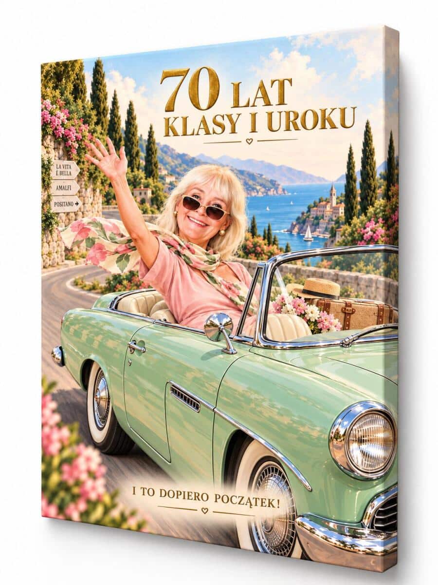 Prezent na 70 Urodziny dla Babci – Obraz ze Zdjęcia Karykatura w Aucie 82690