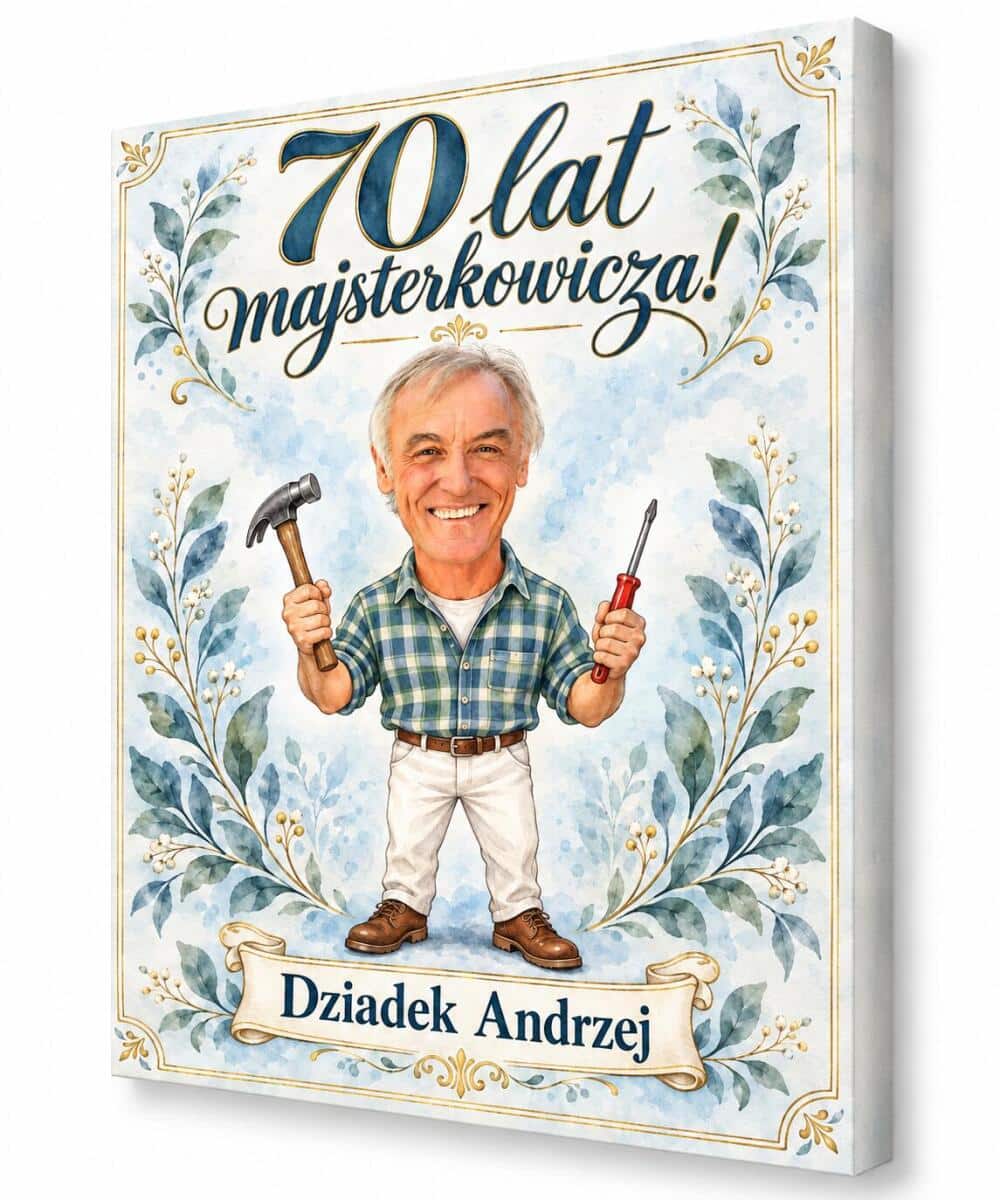 Prezent dla Dziadka Majsterkowicza na 70 Urodziny – Obraz – Karykatura 70 lat majsterkowicza - 31635