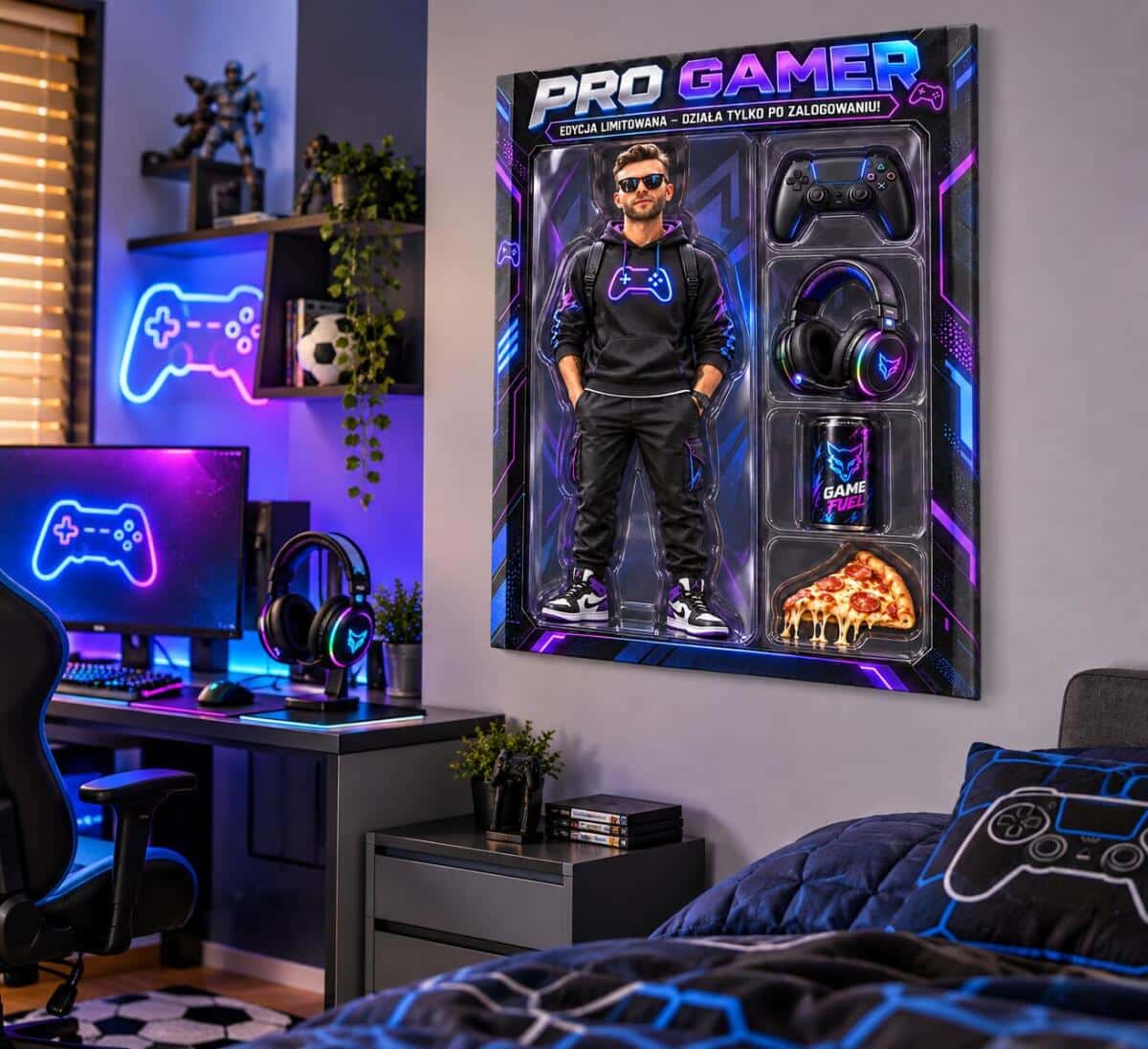 Prezent dla chłopaka ze zdjęcia – karykatura figurka w pudełku „Pro gamer”  82622 - zdjęcie 3