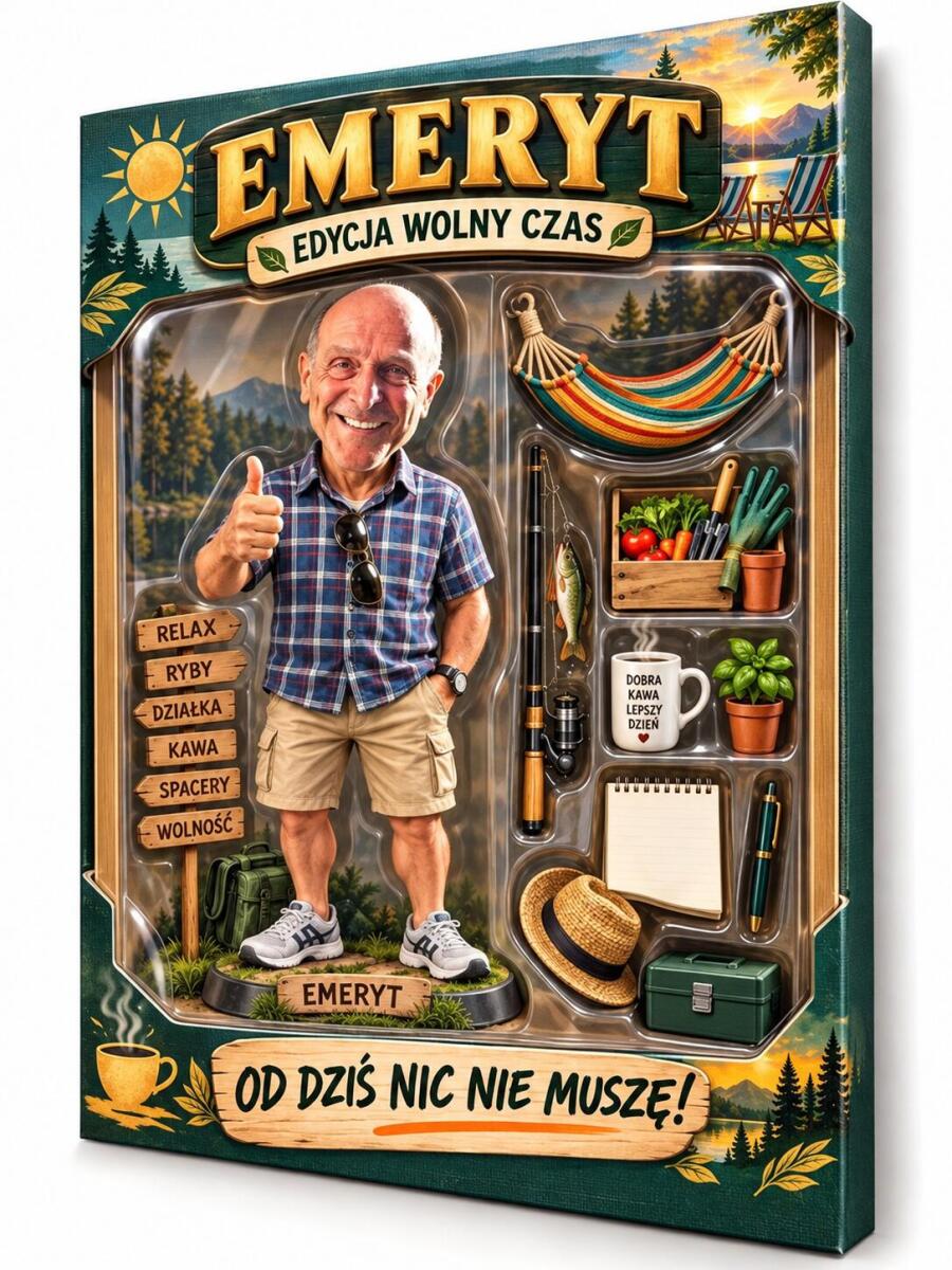 Prezent na emeryturę ze zdjęcia – karykatura figurka w pudełku Emeryt – Edycja Wolny Czas 82659 - zdjęcie 4