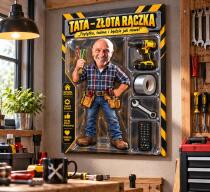 Prezent dla taty na święta ze zdjęcia – OBRAZ karykatura figurka w pudełku „Tata – Złota Rączka”  82620 - miniaturka 3