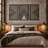 Panele Ażurowe- Geometria, linie i trójkąty | Nowoczesny Tryptyk Obraz w stylu Loft 71002 - miniaturka 3