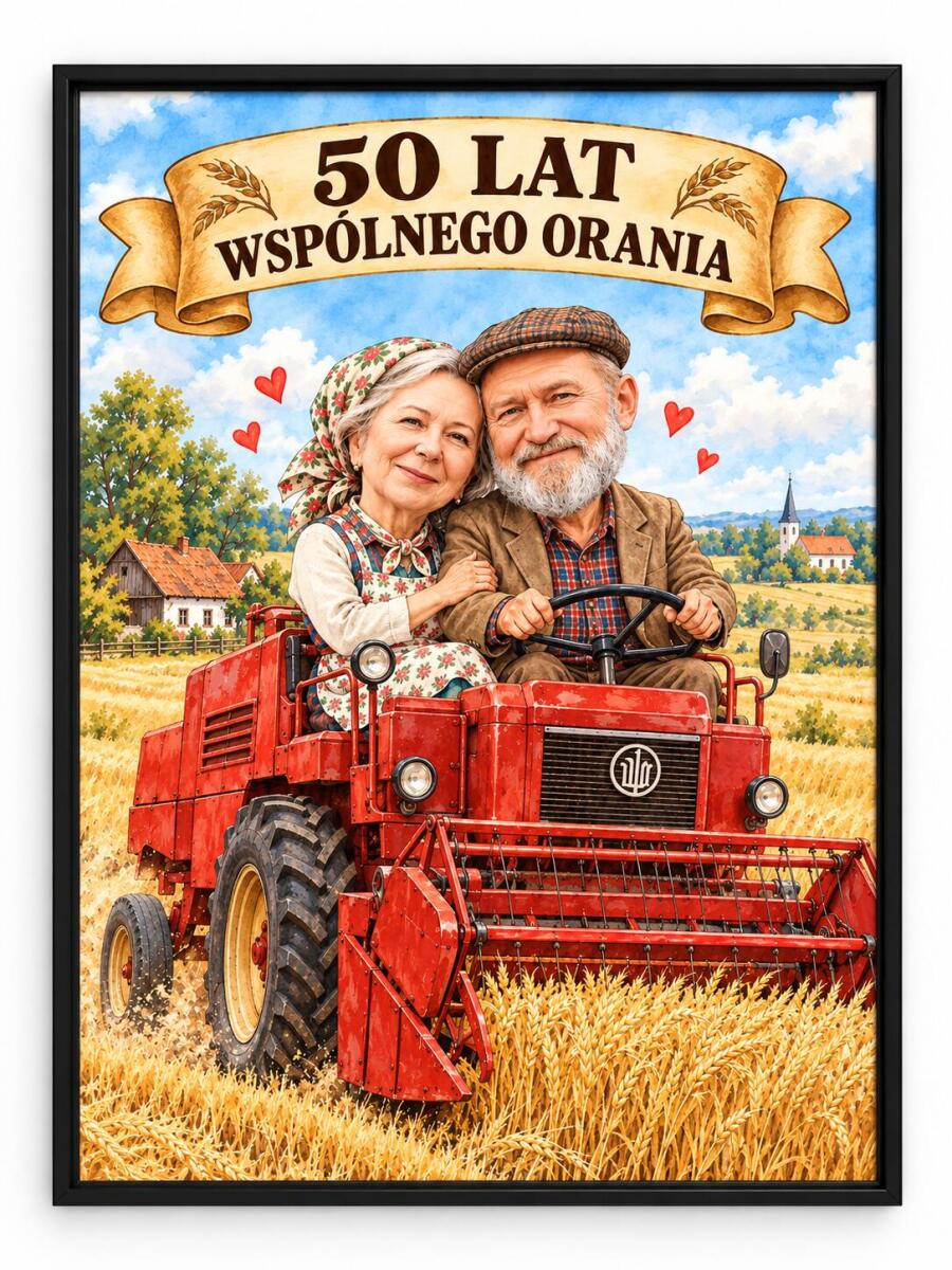 Prezent dla Rodziców na 50. Rocznicę Ślubu – Plakat z Karykaturą ze Zdjęcia „50 Lat Wspólnego Orania” 31720