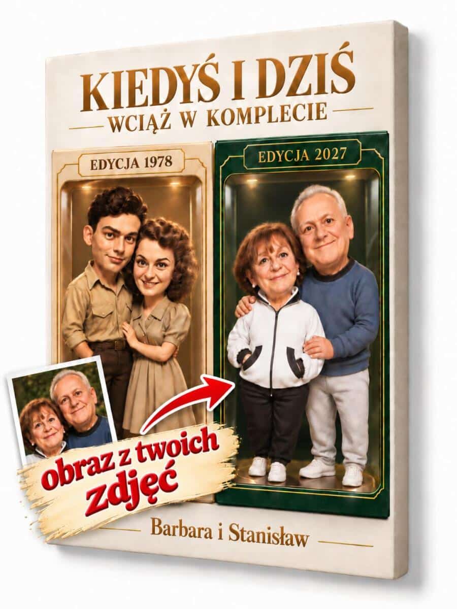 Prezent dla Dziadków ze Zdjęcia – Kiedyś i Dziś, Dwie Figurki w Pudełkach | Obraz na Dzień Babci i Dziadka 31563
