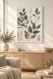 Plakat botaniczny – zielone i beżowe liście na kremowym tle 82717 - miniaturka 6