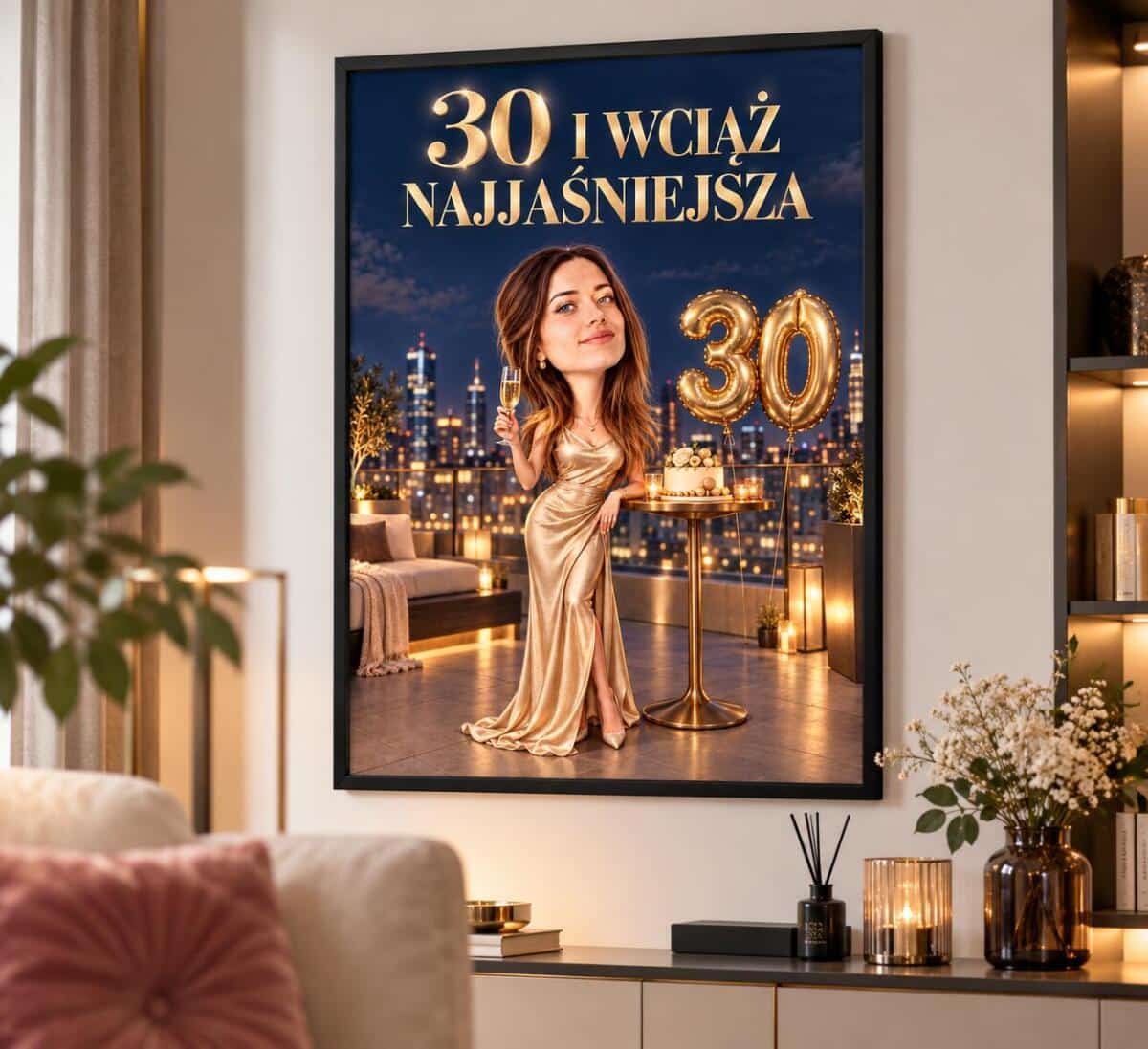 Prezent dla Siostry na 30. Urodziny – Plakat z Karykaturą ze Zdjęcia „30 i Wciąż Najjaśniejsza” -  31732 - zdjęcie 2
