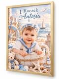 Plakat w Ramie ze Zdjęcia Dziecka na 1 Roczek – Marynistyczny Portret z Imieniem 82642 - miniaturka 2