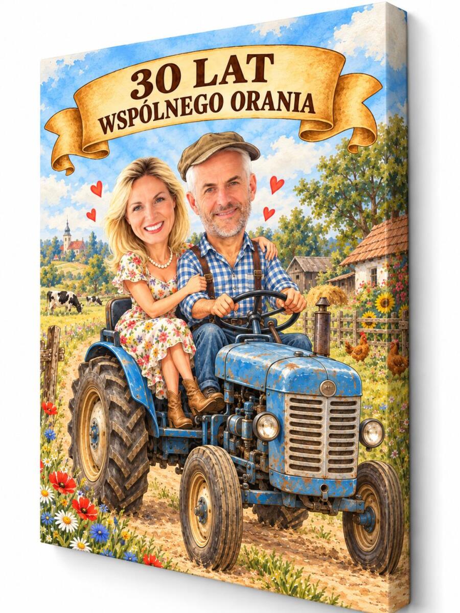 Prezent dla Rodziców na 30. Rocznicę Ślubu – Obraz z Karykaturą ze Zdjęcia „30 Lat Wspólnego Orania”- 31716
