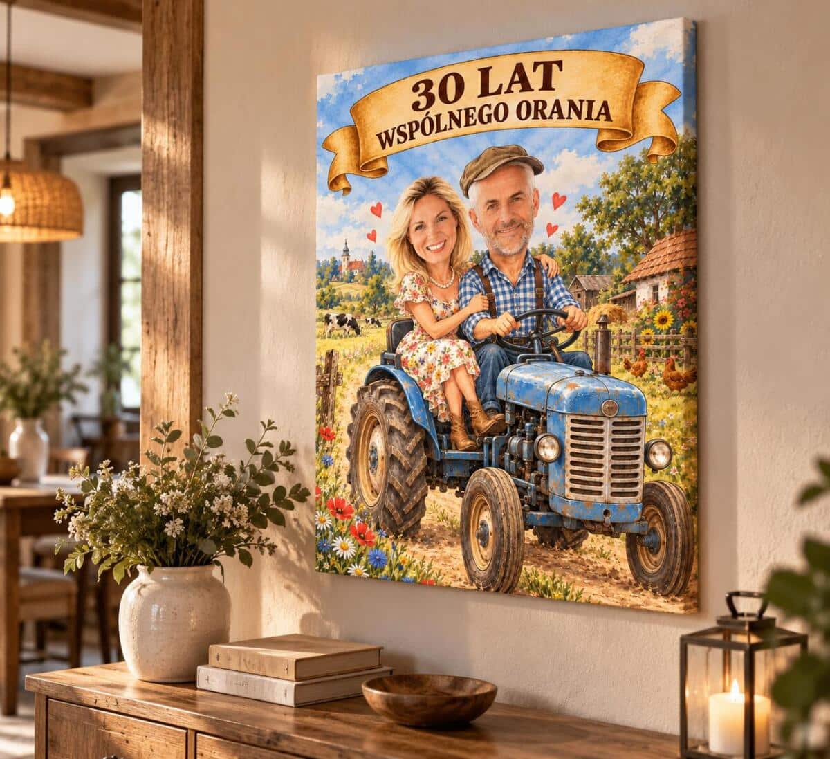 Prezent dla Rodziców na 30. Rocznicę Ślubu – Obraz z Karykaturą ze Zdjęcia „30 Lat Wspólnego Orania”- 31716 - zdjęcie 3