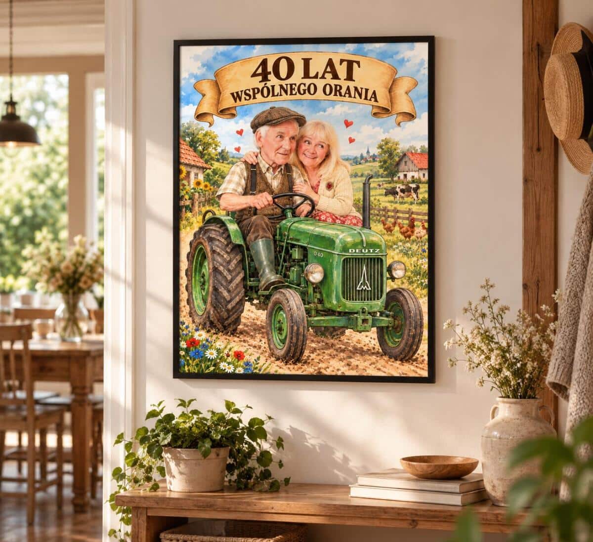 Prezent dla Rodziców na 40. Rocznicę Ślubu – Plakat z Karykaturą ze Zdjęcia „40 Lat Wspólnego Orania” 31719 - zdjęcie 3