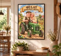 Prezent dla Rodziców na 40. Rocznicę Ślubu – Plakat z Karykaturą ze Zdjęcia „40 Lat Wspólnego Orania” 31719 - miniaturka 3